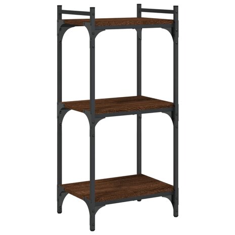 Boekenkast 3-laags 40x30x86 cm bewerkt hout bruin eikenkleur 2