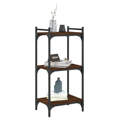 Boekenkast 3-laags 40x30x86 cm bewerkt hout bruin eikenkleur 3