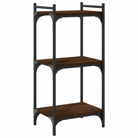 Boekenkast 3-laags 40x30x86 cm bewerkt hout bruin eikenkleur 6