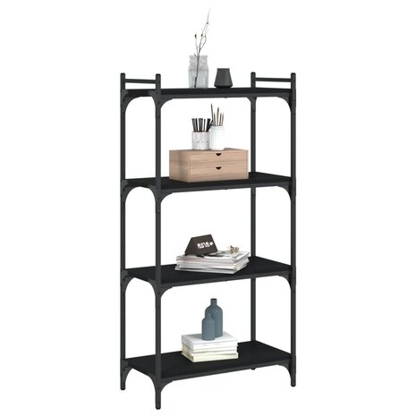 Boekenkast 4-laags 60x30x120 cm bewerkt hout zwart 3