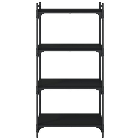 Boekenkast 4-laags 60x30x120 cm bewerkt hout zwart 4
