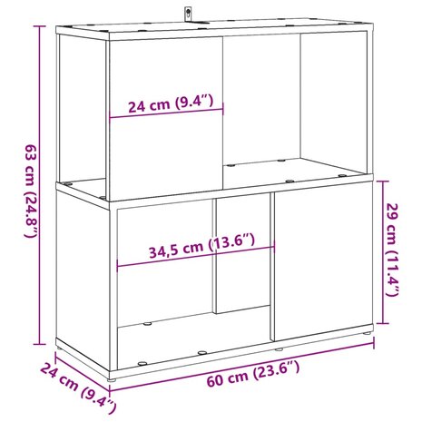 Boekenkast 60x24x63 cm bewerkt hout oud houtkleurig 9
