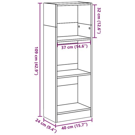 Boekenkast 40x24x109 cm bewerkt hout wit 9