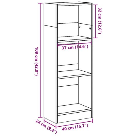 Boekenkast 40x24x109 cm bewerkt hout artisanaal eikenkleurig 9
