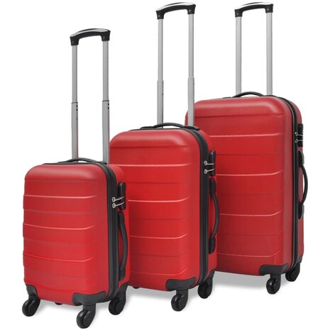 3-delige Kofferset hard 45,5/55/66 cm rood 1