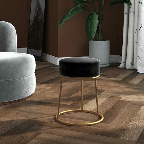 Hocker rond fluweel zwart 1