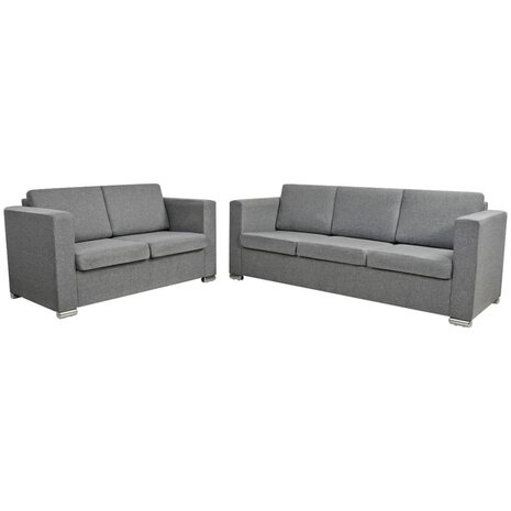 2-delig Bankstel stof lichtgrijs  2