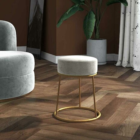 Hocker rond fluweel lichtgrijs 1