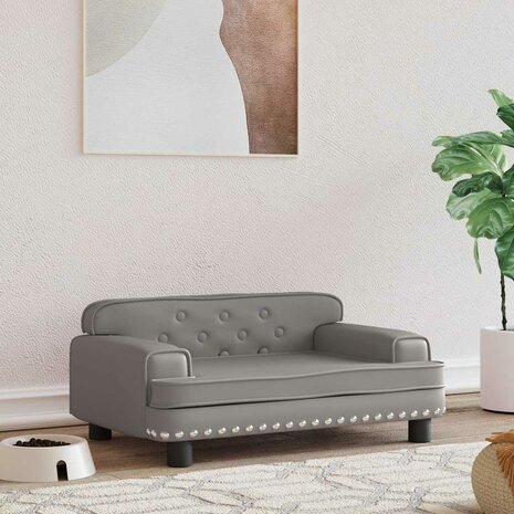 Hondenmand 70x45x30 cm kunstleer grijs 1
