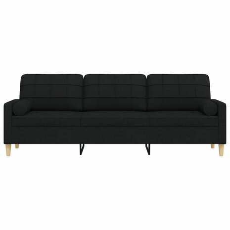 3-zitsbank met sierkussens 210 cm stof zwart 3