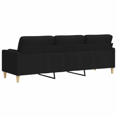 3-zitsbank met sierkussens 210 cm stof zwart 5