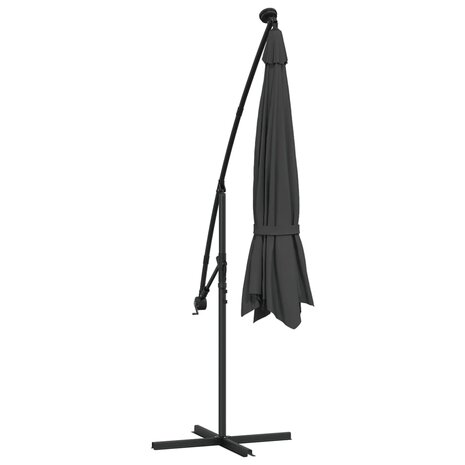 Zweefparasol met LED-verlichting metalen paal 350 cm antraciet 8