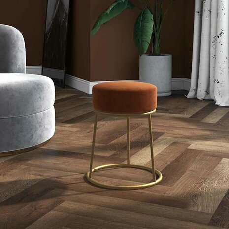 Hocker rond fluweel bruin 1