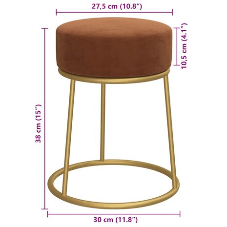 Hocker rond fluweel bruin 6