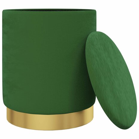 Hocker met opbergruimte rond fluweel groen 3