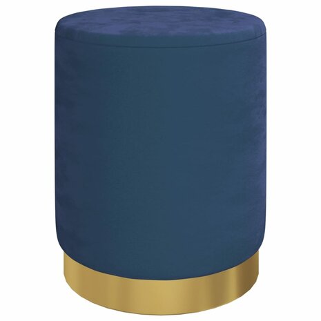 Hocker met opbergruimte rond fluweel blauw 2