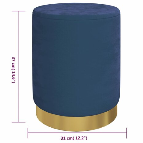 Hocker met opbergruimte rond fluweel blauw 6