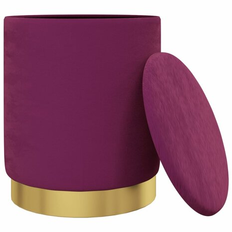 Hocker met opbergruimte rond fluweel paars 3