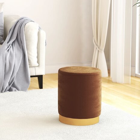 Hocker met opbergruimte rond fluweel bruin 1
