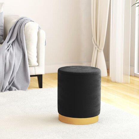 Hocker met opbergruimte rond fluweel zwart 1