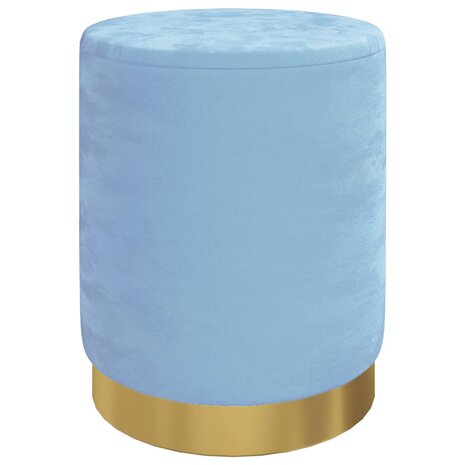 Hocker met opbergruimte rond fluweel lichtblauw 2