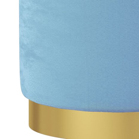 Hocker met opbergruimte rond fluweel lichtblauw 4