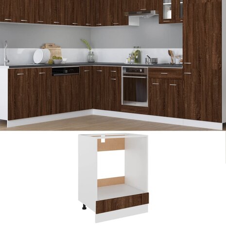Ovenkast Riga 60x46x81,5 cm bewerkt hout bruin eikenkleur 1