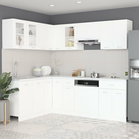 11-delige Keukenkastenset bewerkt hout wit 1