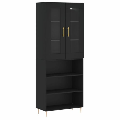 Hoge kast 69,5x34x180 cm bewerkt hout zwart 2