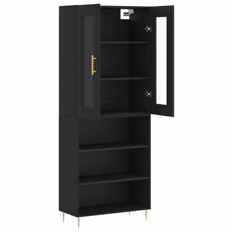 Hoge kast 69,5x34x180 cm bewerkt hout zwart 4