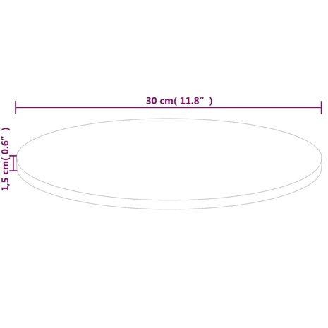 Tafelblad rond Ø30x1,5 cm onbehandeld massief eikenhout 4
