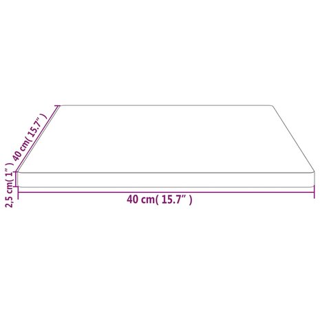Tafelblad vierkant 40x40x2,5 cm massief grenenhout wit 7