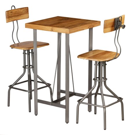 Barset massief gerecycled teakhout 3-delig 1