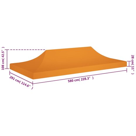 Partytentdak 270 g/m² 6x3 m oranje 6