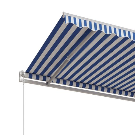 Luifel automatisch uittrekbaar 400x350 cm blauw en wit 5