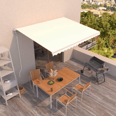Luifel automatisch uittrekbaar 400x350 cm crèmekleurig 1