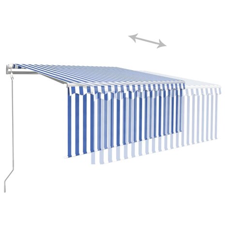 Luifel automatisch uittrekbaar met rolgordijn 3x2,5 m blauw wit 4