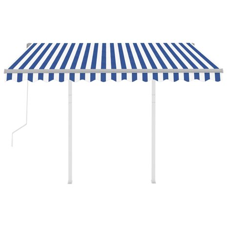 Luifel automatisch uittrekbaar met palen 3x2,5 m blauw en wit 4