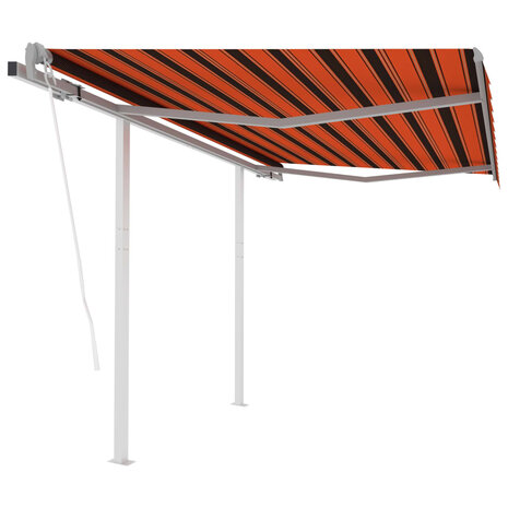 Luifel automatisch uittrekbaar met palen 3x2,5 m oranje bruin 1
