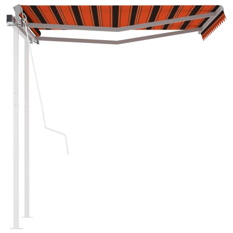 Luifel automatisch uittrekbaar met palen 3x2,5 m oranje bruin 2