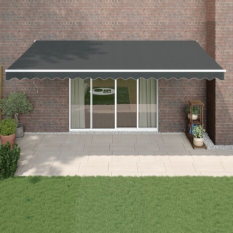 Luifel uittrekbaar 5x3 m stof en aluminium antracietkleurig 1