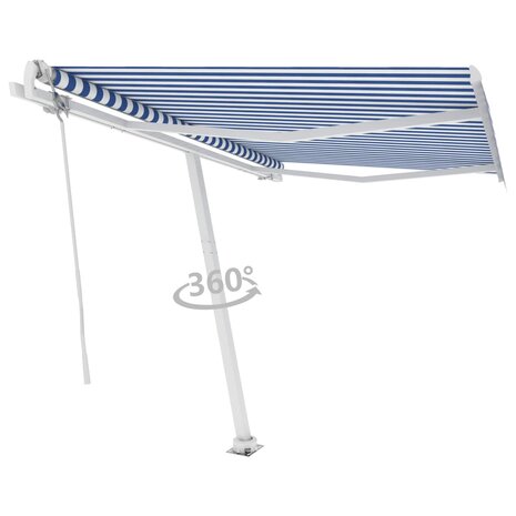 Luifel vrijstaand automatisch 300x250 cm blauw en wit 3