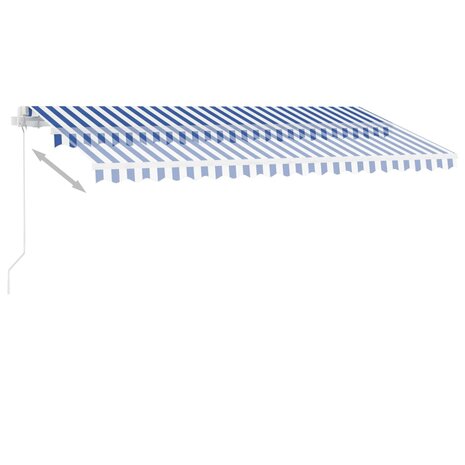 Luifel vrijstaand handmatig uittrekbaar 400x300 cm blauw en wit 4