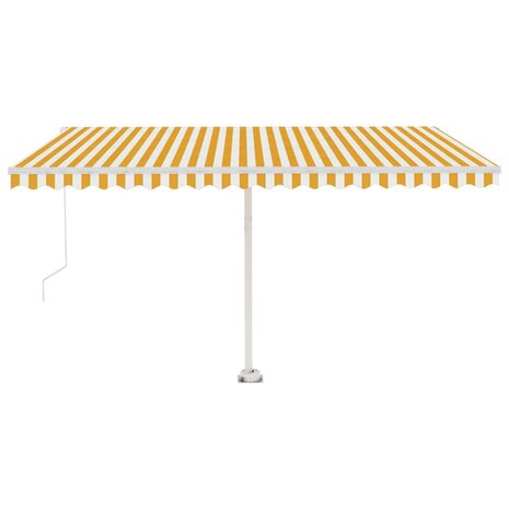 Luifel vrijstaand handmatig uittrekbaar 450x300 cm geel en wit 2