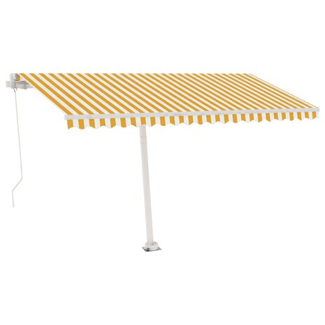 Luifel vrijstaand handmatig uittrekbaar 450x300 cm geel en wit 4