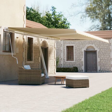 Luifel vrijstaand handmatig uittrekbaar 500x300 cm crèmekleurig 1