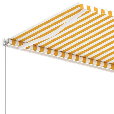 Luifel vrijstaand handmatig uittrekbaar 400x350 cm geel en wit 7