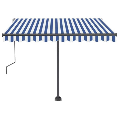 Luifel vrijstaand handmatig uittrekbaar 300x250 cm blauw en wit 6