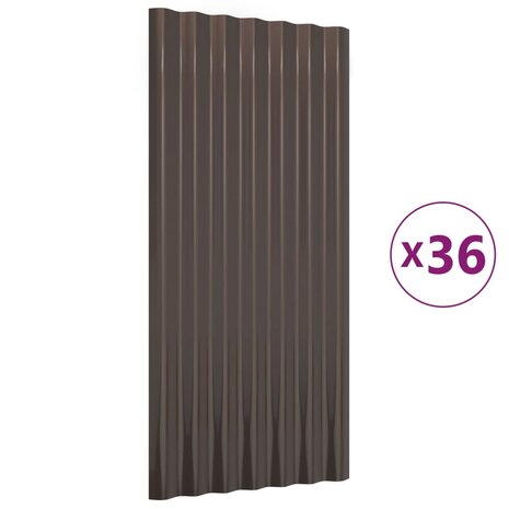 Dakpanelen 36 st 80x36 cm gepoedercoat staal bruin 2