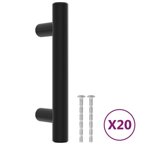 Handvatten 20 st 64 mm roestvrij staal zwart 2